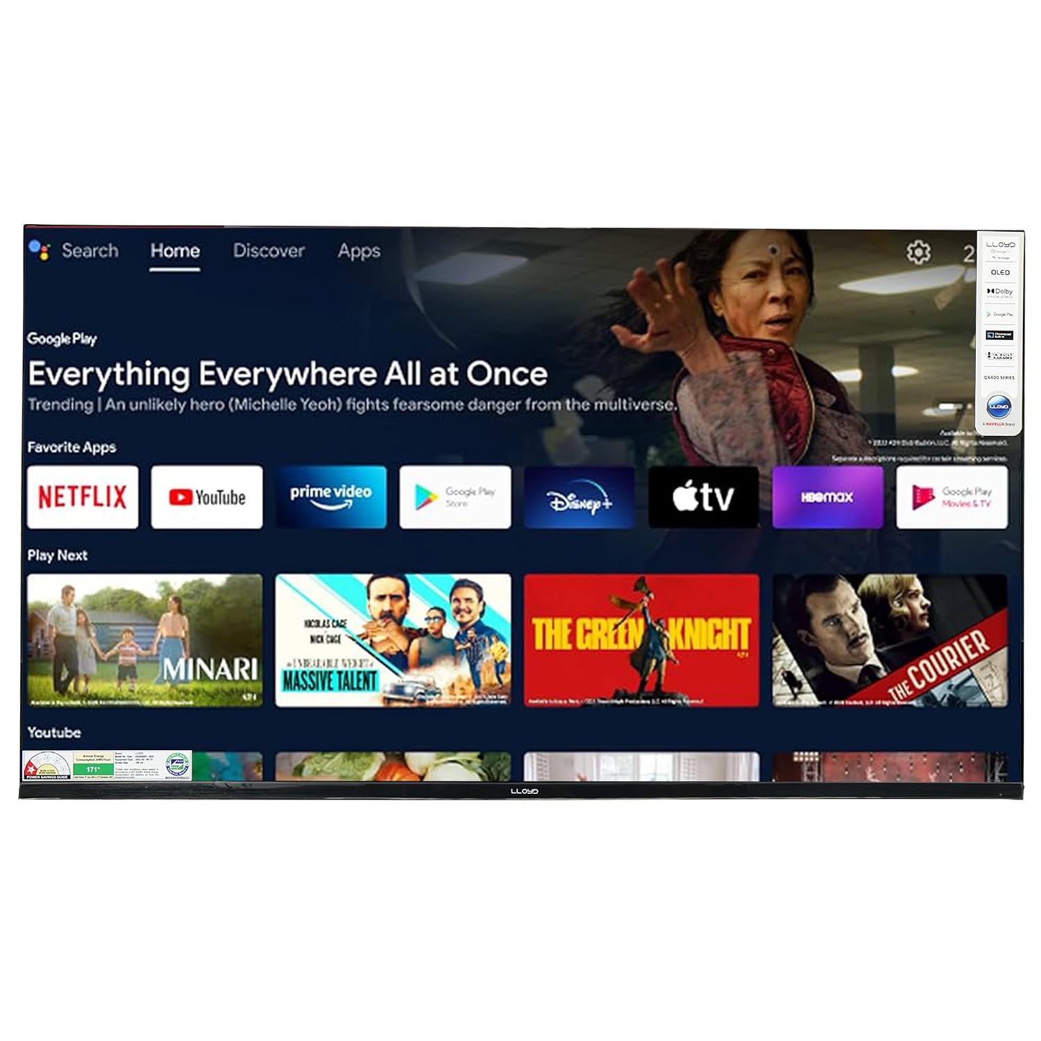 Lloyd 43QX600G 109 cm (43 Inches) 4K Ultra HD QLED Google TV (2025, Black, Karaoke Version)
