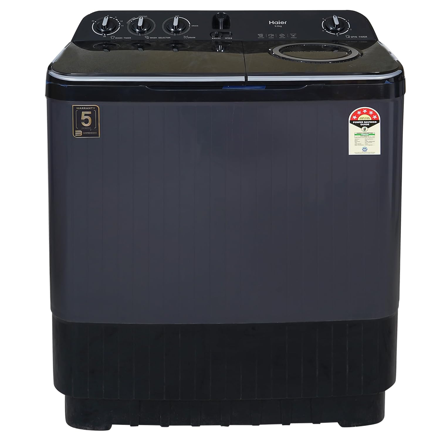 Haier 9 kg Semi-Automatic Top Load Washing Machine – Black